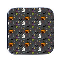 Halloween Pattern Bat Square Metal Box (black)