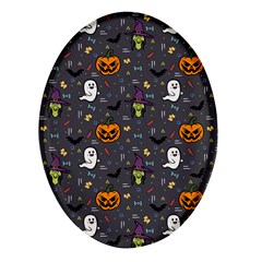 Halloween Pattern Bat Oval Glass Fridge Magnet (4 Pack)