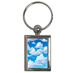 Sky Clouds Blue Cartoon Animated Key Chain (rectangle)