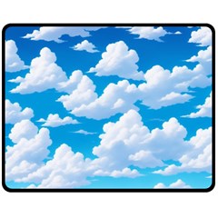 Sky Clouds Blue Cartoon Animated Two Sides Fleece Blanket (medium)