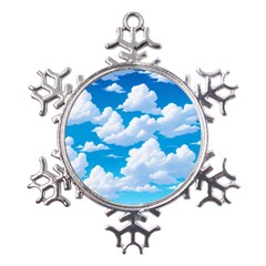 Sky Clouds Blue Cartoon Animated Metal Large Snowflake Ornament
