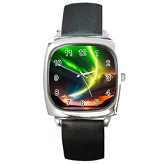 Lake Storm Neon Nature Square Metal Watch by Bangk1t