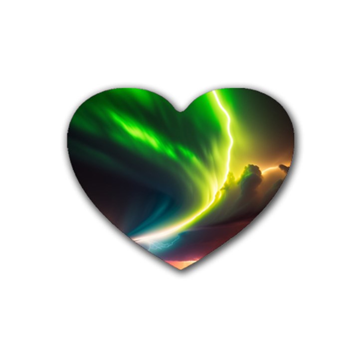 Lake Storm Neon Nature Rubber Coaster (Heart)