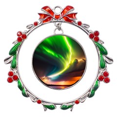 Lake Storm Neon Nature Metal X mas Wreath Ribbon Ornament