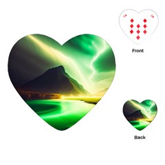 Aurora Lake Neon Colorful Playing Cards Single Design (heart) by Bangk1t