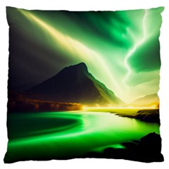 Aurora Lake Neon Colorful Large Premium Plush Fleece Cushion Case (two Sides) by Bangk1t