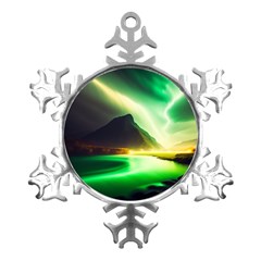 Aurora Lake Neon Colorful Metal Small Snowflake Ornament by Bangk1t