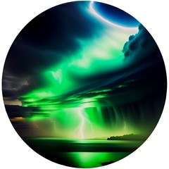 Lake Storm Neon Uv Print Round Tile Coaster by Bangk1t