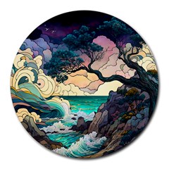 Tree Wave Ocean Round Mousepad