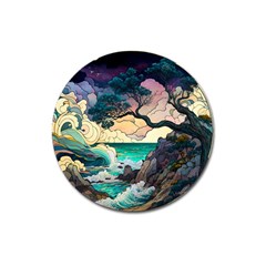 Tree Wave Ocean Magnet 3  (round) by Bangk1t