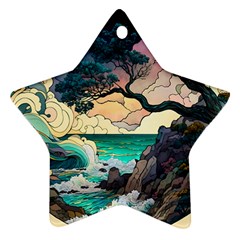 Tree Wave Ocean Star Ornament (two Sides) by Bangk1t