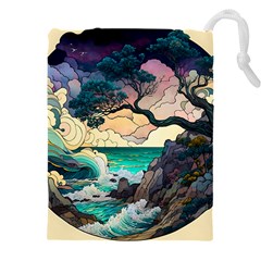 Tree Wave Ocean Drawstring Pouch (4xl) by Bangk1t