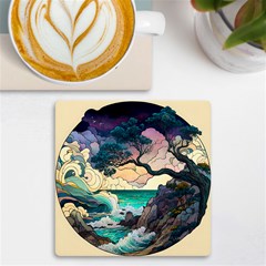 Tree Wave Ocean Uv Print Square Tile Coaster  by Bangk1t