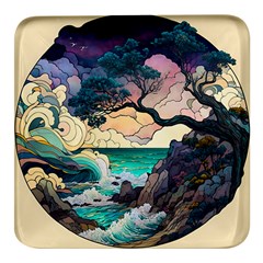 Tree Wave Ocean Square Glass Fridge Magnet (4 Pack)