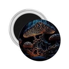 Forest Mushroom Wood 2 25  Magnets