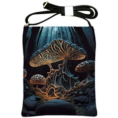 Forest Mushroom Wood Shoulder Sling Bag