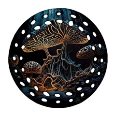 Forest Mushroom Wood Round Filigree Ornament (two Sides) by Bangk1t