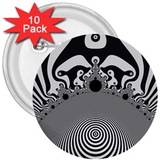 Pattern Illusion Fractal Mandelbrot 3  Buttons (10 Pack) 