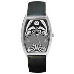 Pattern Illusion Fractal Mandelbrot Barrel Style Metal Watch