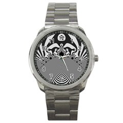 Pattern Illusion Fractal Mandelbrot Sport Metal Watch