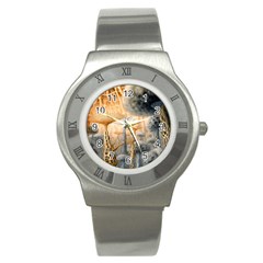 Garden Mushrooms Tree Flower Stainless Steel Watch