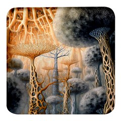 Garden Mushrooms Tree Flower Square Glass Fridge Magnet (4 Pack)