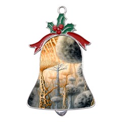 Garden Mushrooms Tree Flower Metal Holly Leaf Bell Ornament