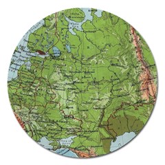 Map Earth World Russia Europe Magnet 5  (round)