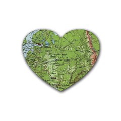 Map Earth World Russia Europe Rubber Coaster (heart) by Bangk1t