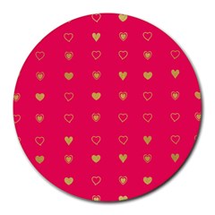 Heart Pattern Design Round Mousepad