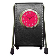 Heart Pattern Design Pen Holder Desk Clock