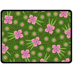 Pink Flower Background Pattern Two Sides Fleece Blanket (large) by Ravend