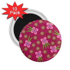 Flower Background Pattern Pink 2 25  Magnets (10 Pack)  by Ravend