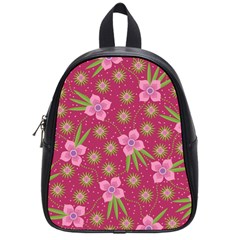 Flower Background Pattern Pink School Bag (small)