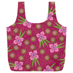 Flower Background Pattern Pink Full Print Recycle Bag (xxl) by Ravend