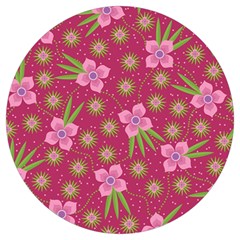 Flower Background Pattern Pink Round Trivet
