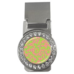 Pink Flower Background Green Pattern Money Clips (cz) 