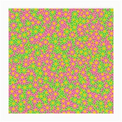 Pink Flower Background Green Pattern Medium Glasses Cloth (2 Sides)