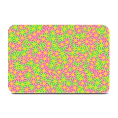 Pink Flower Background Green Pattern Plate Mats