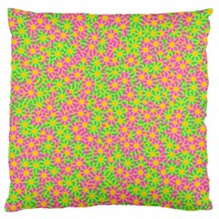 Pink Flower Background Green Pattern Standard Premium Plush Fleece Cushion Case (One Side)