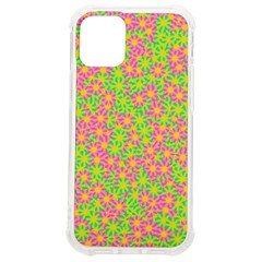 Pink Flower Background Green Pattern iPhone 12 mini TPU UV Print Case	