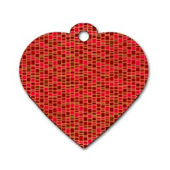 Geometry Background Red Rectangle Pattern Dog Tag Heart (two Sides) by Ravend