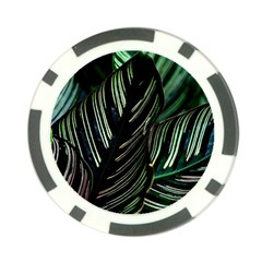 Calathea Leaves Strippe Line Poker Chip Card Guard by Ravend