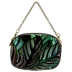 Calathea Leaves Strippe Line Chain Purse (two Sides)