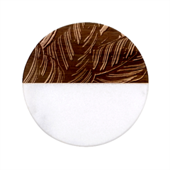 Calathea Leaves Strippe Line Classic Marble Wood Coaster (round)  by Ravend