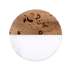 3d Flowers Pattern Flora Background Classic Marble Wood Coaster (round) 