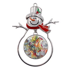 Abstract Background Pattern Metal Snowman Ornament by Bedest