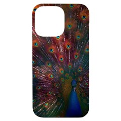 Peacock Feather Bird Iphone 14 Pro Max Black Uv Print Case