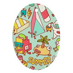 Summer Up Cute Doodle Oval Ornament (two Sides) by Bedest