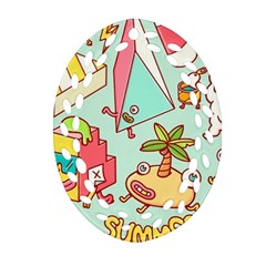 Summer Up Cute Doodle Oval Filigree Ornament (two Sides) by Bedest